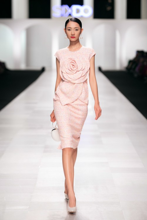 Sixdo Midi Tweed Dress With Flower